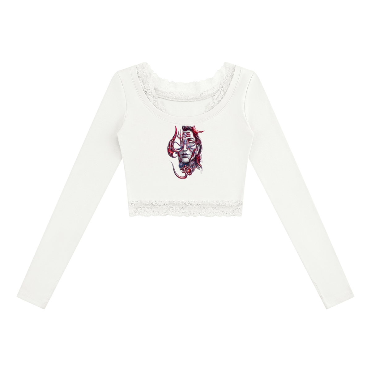 Divinity 1 Women's Lace Trim Long Sleeve T-Shirt