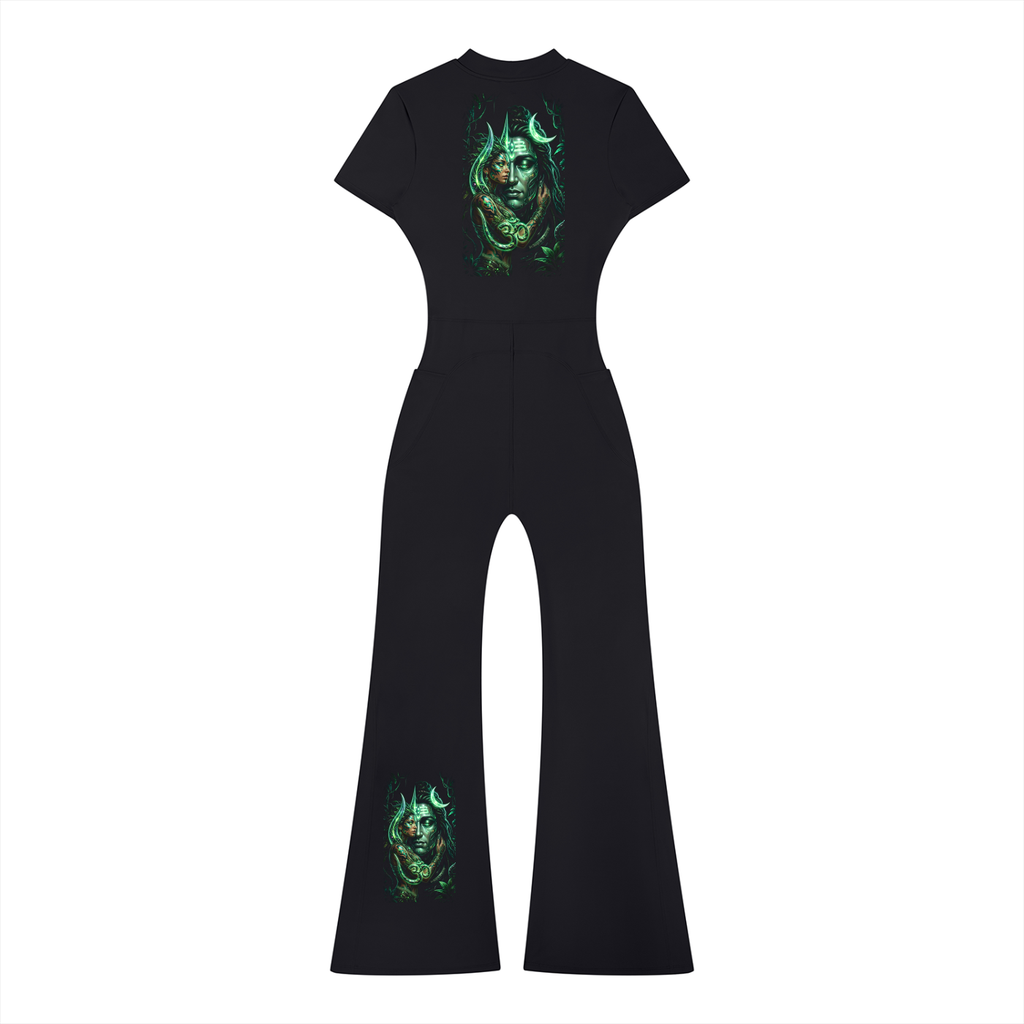 Aztec 1 Women’s Tight Flared Leg Quarter-Zip Jumpsuit