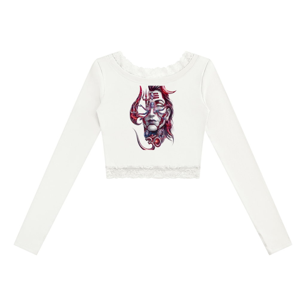 Divinity 1 Women's Lace Trim Long Sleeve T-Shirt