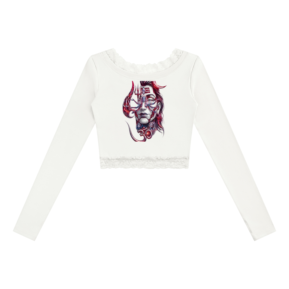 Divinity 1 Women's Lace Trim Long Sleeve T-Shirt